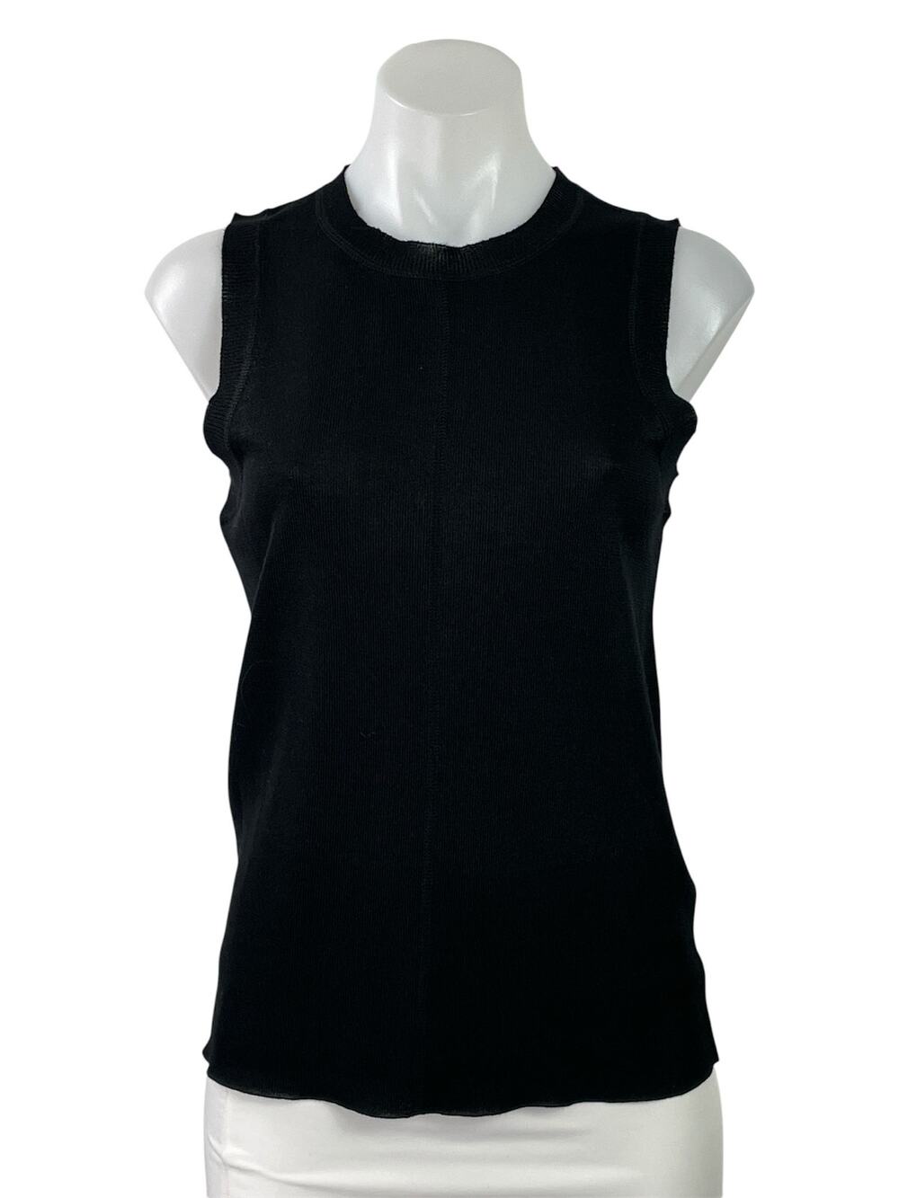 Zara Women's Black Ribbed Knit Crew Neck Sleeveless Sweater Tank Top Size M
